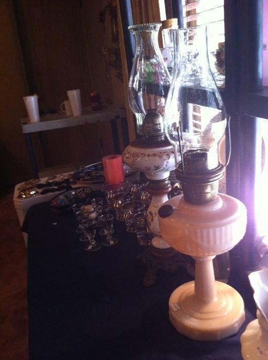 Aladdin and Bristol Glass Oil Lamp
