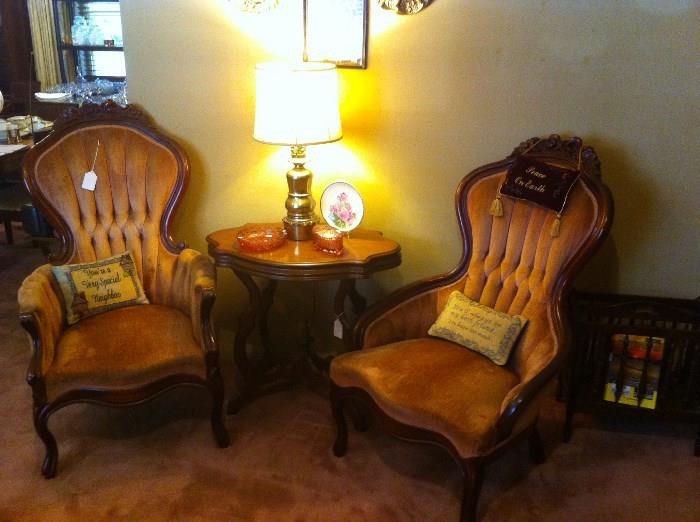 His and Hers Victorian Chairs