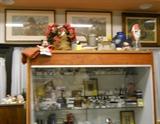 framed art, Mickey Mouse items, airline items, jewelry, purses, compacts, playing cards, marbles, lighters, knives, advertising, military, books, Royal Doulton figurines, etc.