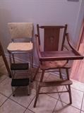 Great Antique High Chair and Retro Kitchen Stool Chair!