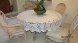 RATTAN & GLASS DINING TABLE W/6 CHAIRS