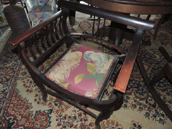 antique chair with barkcloth 