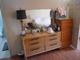 6-Dresser Low Drawer Set, and Tall 6-Dresser Set, Lamps and Mirror. Sewing Machine