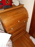 Roll top Secretary Oak Desk with 3 Drawers