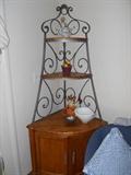 Metal Decorative Stand-Attachment for a Corner Furniture to put your objects on, Corner Oak Side Table