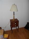 Brass Table Lamp, Small 2 Drawer Oak End Table