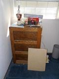 Oak Dresser, Lamp and Miscellaneous