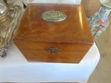 ANTIQUE BOX WITH STERLING COMPARTMENT