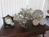 JADE TREE, PLATES AND CLOCKS