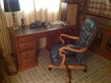 National Mt. Airy Leather Top desk and Classic leather chair