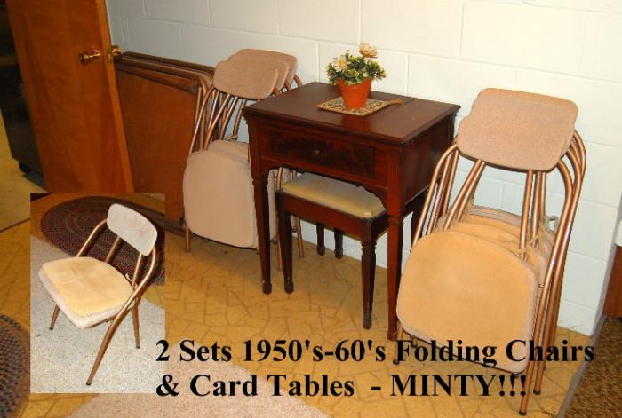 2 Sets 1950's Card Tables & Folding Chairs Like New!