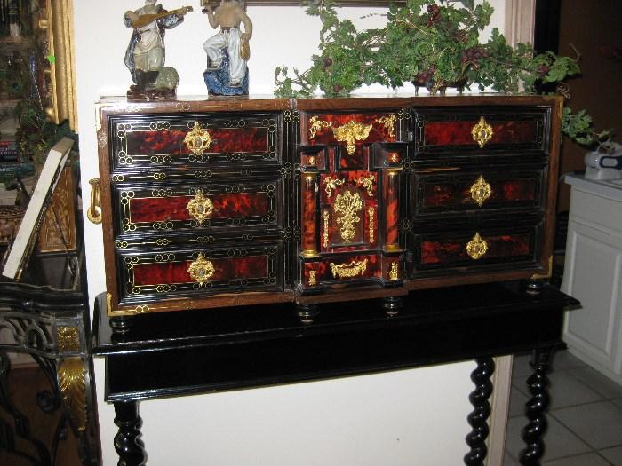 Portuguese Louis XIV Period Tortoise Inlaid Chest on Stand