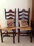 Antique Ladderback Chairs w/Rush Seats