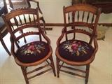 Antique Walnut Chairs w/Needlepoint