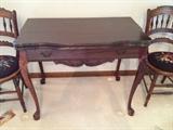 Walnut, Carved, Flip-Top Game Table w/Cabriole legs