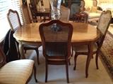 Solid Pecan DR Table, 2 leaves, & 6 Chairs by Thomasville