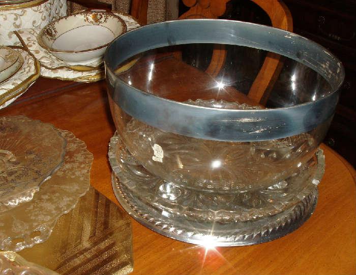 MCM silver rim large bowl
