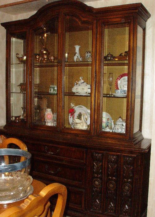 Lane older china cabinet with treasures inside