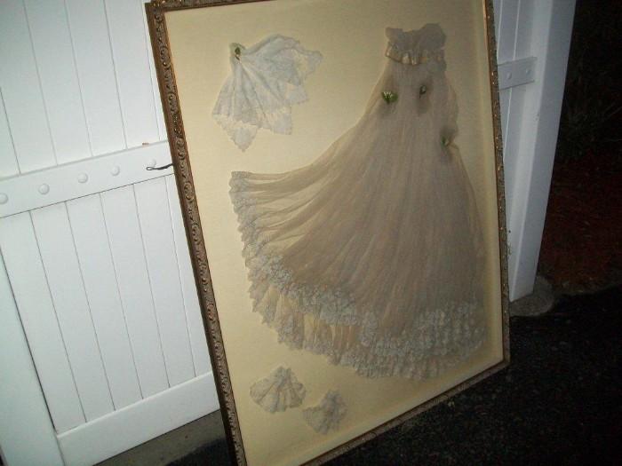 Most Unusual Framed Victorian Wedding Veil and extra Pieces. Very Very Rare!