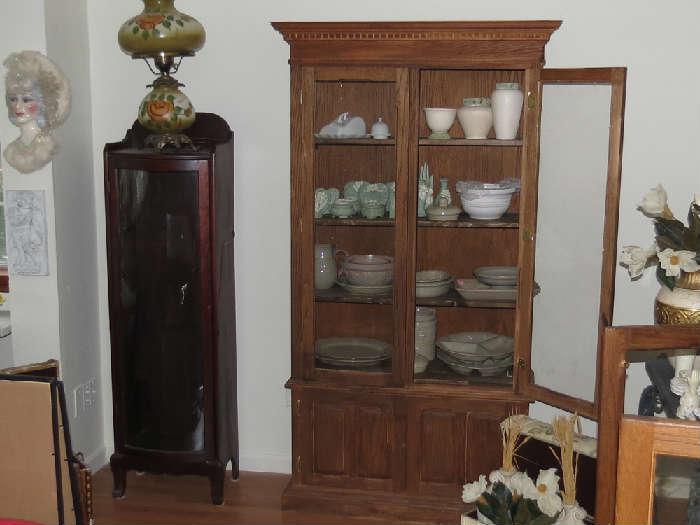 Antique Curio Cabinet & China Hutch