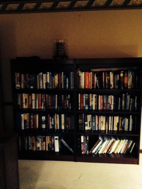bookshelves and religious books