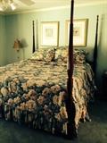 four poster king size bed, also custom spread, dust ruffle and 4 shams