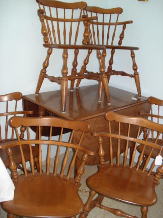 Drop leaf table with 6 chairs by Ethan Allen