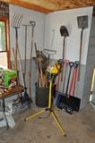 racks, shovels, sledge hammers, more, work/flood light