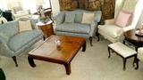 Victorian sofa set and wing backed chairs