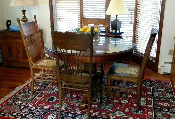 antique dining table and chairs