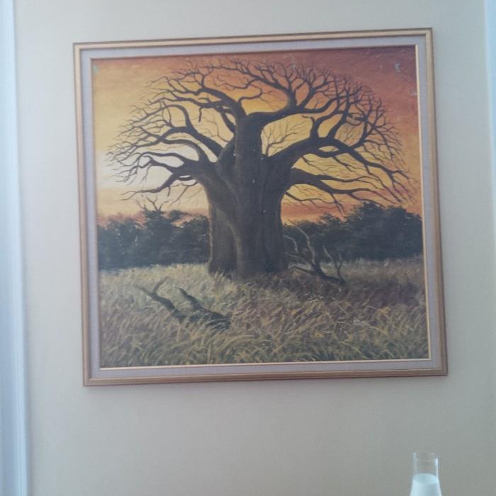 African Baobab /Safari Landscape Oil on Canvas.