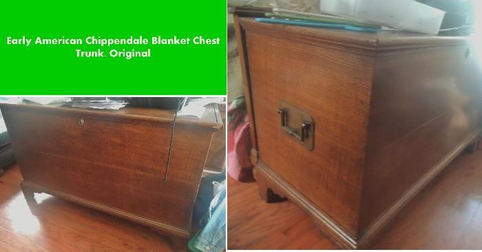 Early American large Chippendale Blanket Chest. 1800s.  Contact 3 Friends Estate sale to discuss a pre-bid.
