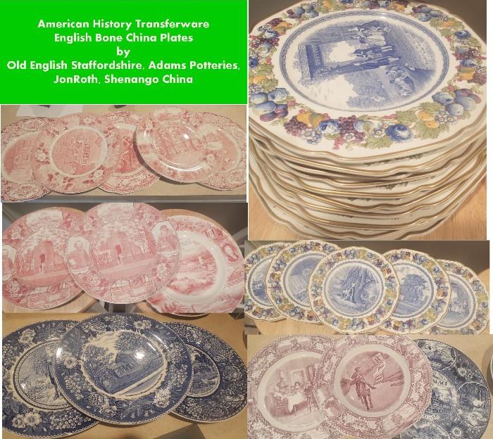 American History Collectible Plates - large collection.  Bone China, mostly English