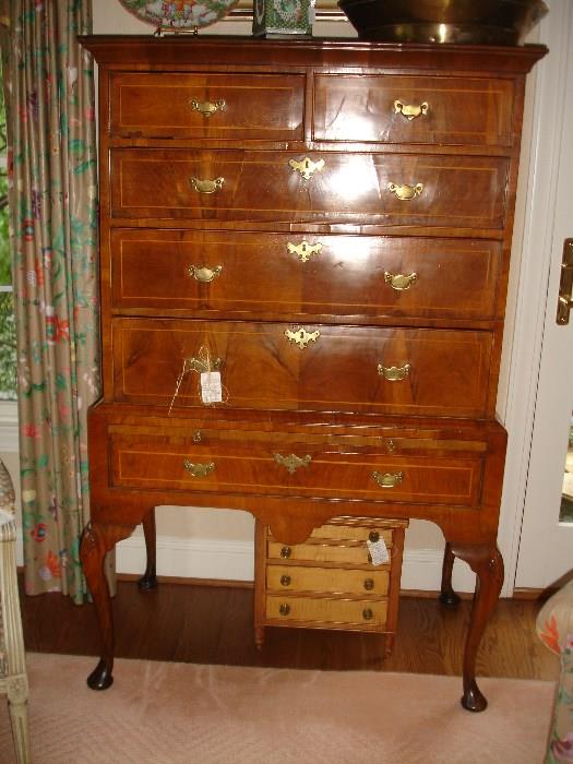 18th c. highboy and miniature chest of drawers