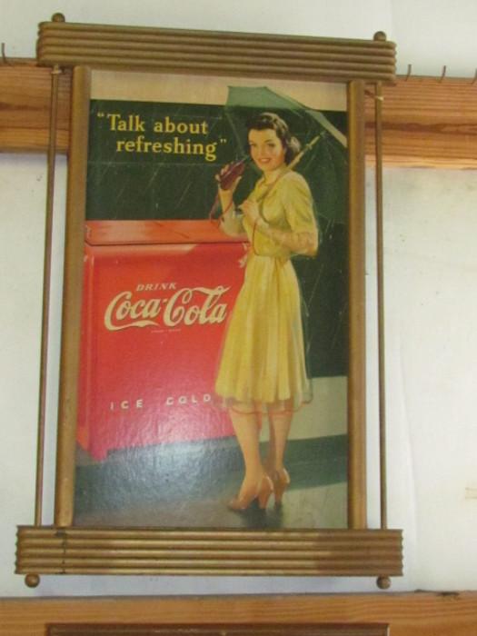 Very rare 1940's framed Coca-Cola Poster in Kay frame.