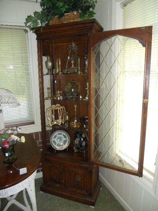 Wood Curio Cabinet--with door open