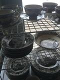 Lovely set of dishes---grayish-black & white transfer ware (place setting for 8);