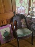 Asian art; 1 of several antique chairs;