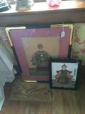 Framed Asian art work;