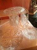 Crystal & glass serving trays;