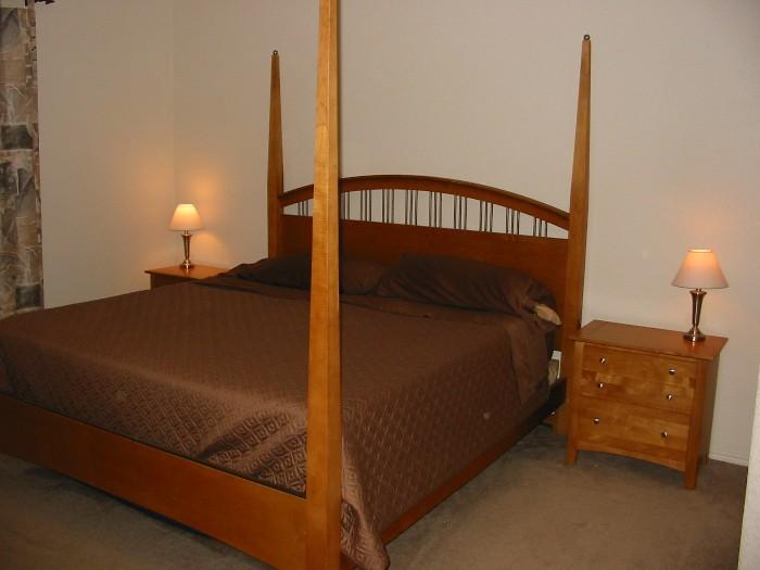 King size Stanley 4-post bed and nightstands from Master bedroom set.