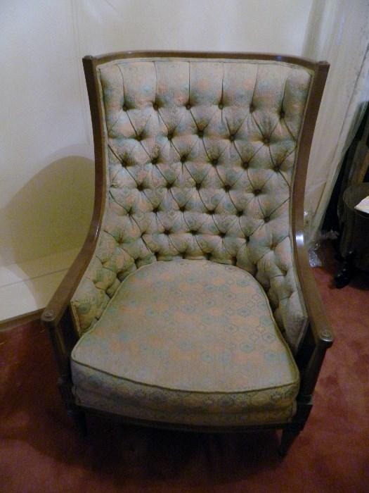 Green/pink patterned occasional chair