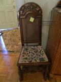 Side chair with needlepoint cushion