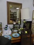 Mirror, lamp, Enamel plates/mugs