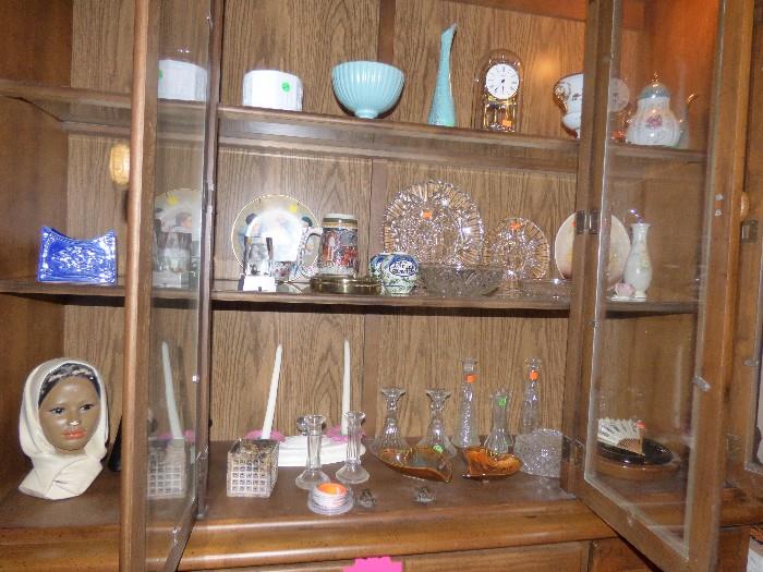 Crystal, stein, candle holders, vintage ashtrays, vintage vases