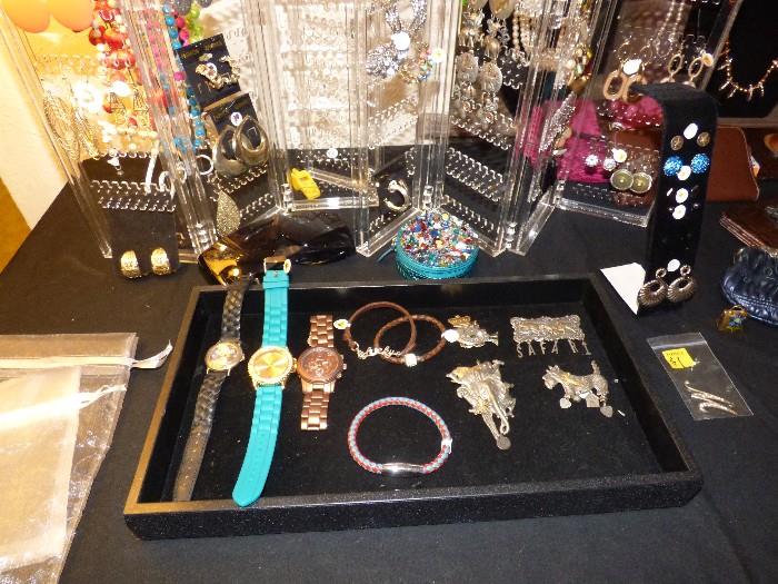 watches, bracelets, earrings, pins and brooches