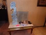 marble table and small statue