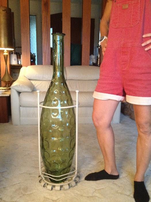 Wrought iron encased vase 3 ft + 