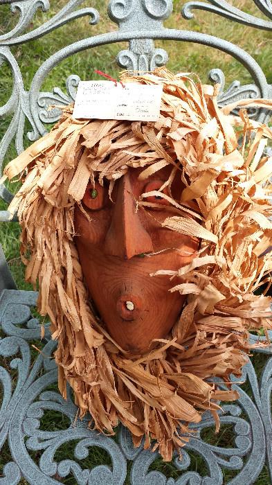 Wooden Gajesa Corn Husk Face, Medicine Society Mask, Mohawk Nation, Turtle Clan, Vintage, Authentic 1970's