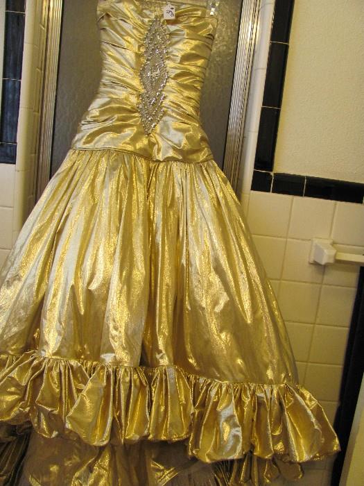 Gold evening or prom dress